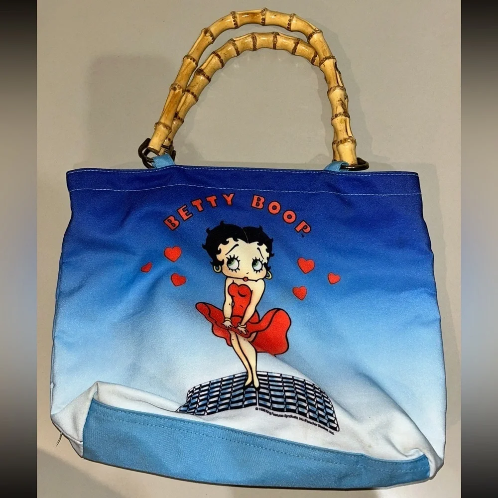 Vtg Betty Boop zippered shoulder bag faux bamboo